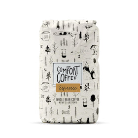 Mt. Comfort Coffee Espresso Roast whole beans for bold espresso flavor.