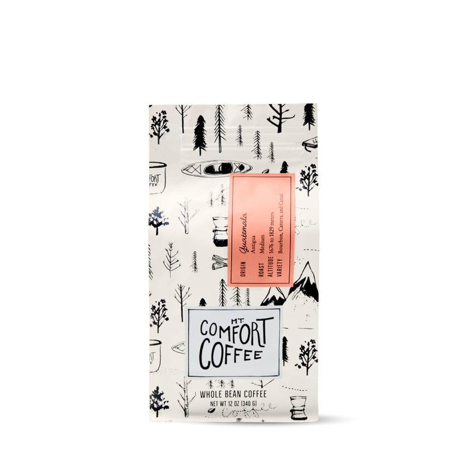 Mt. Comfort Coffee Guatemala Medium Roast whole beans ready to grind for fresh flavor