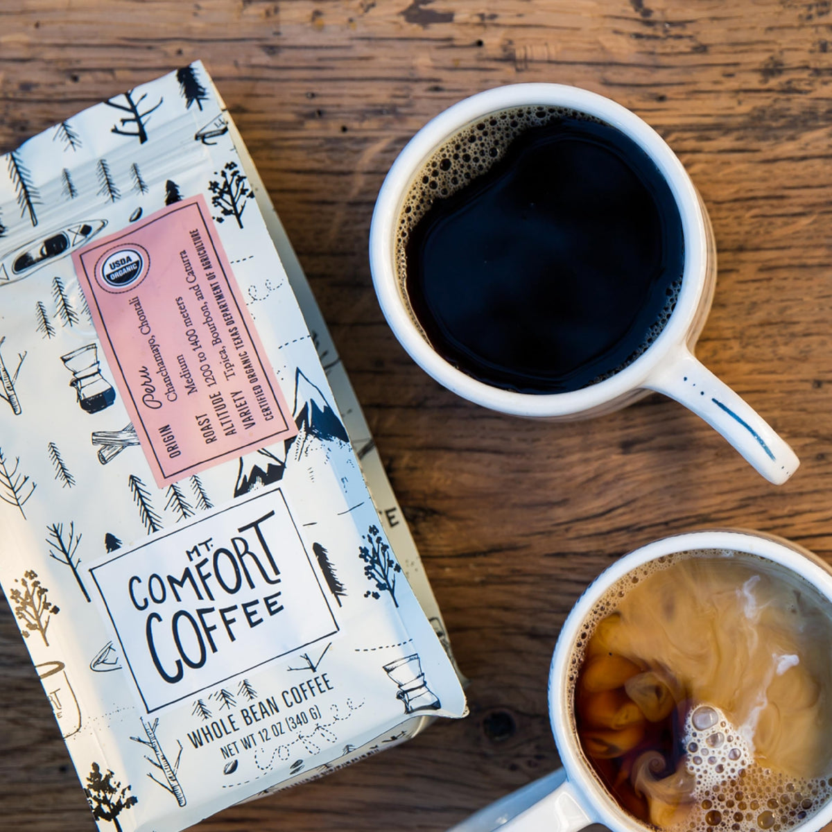 Mt. Comfort Coffee resealable bag keeps freshness to preserve flavor between uses