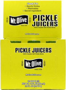Mt. Olive Kosher Dill Brine jar closeup highlighting vibrant briny flavor.