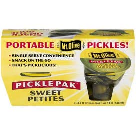 Mt. Olive Sweet Petites Pickle Pak 4pk front view, ideal on-the-go snack.