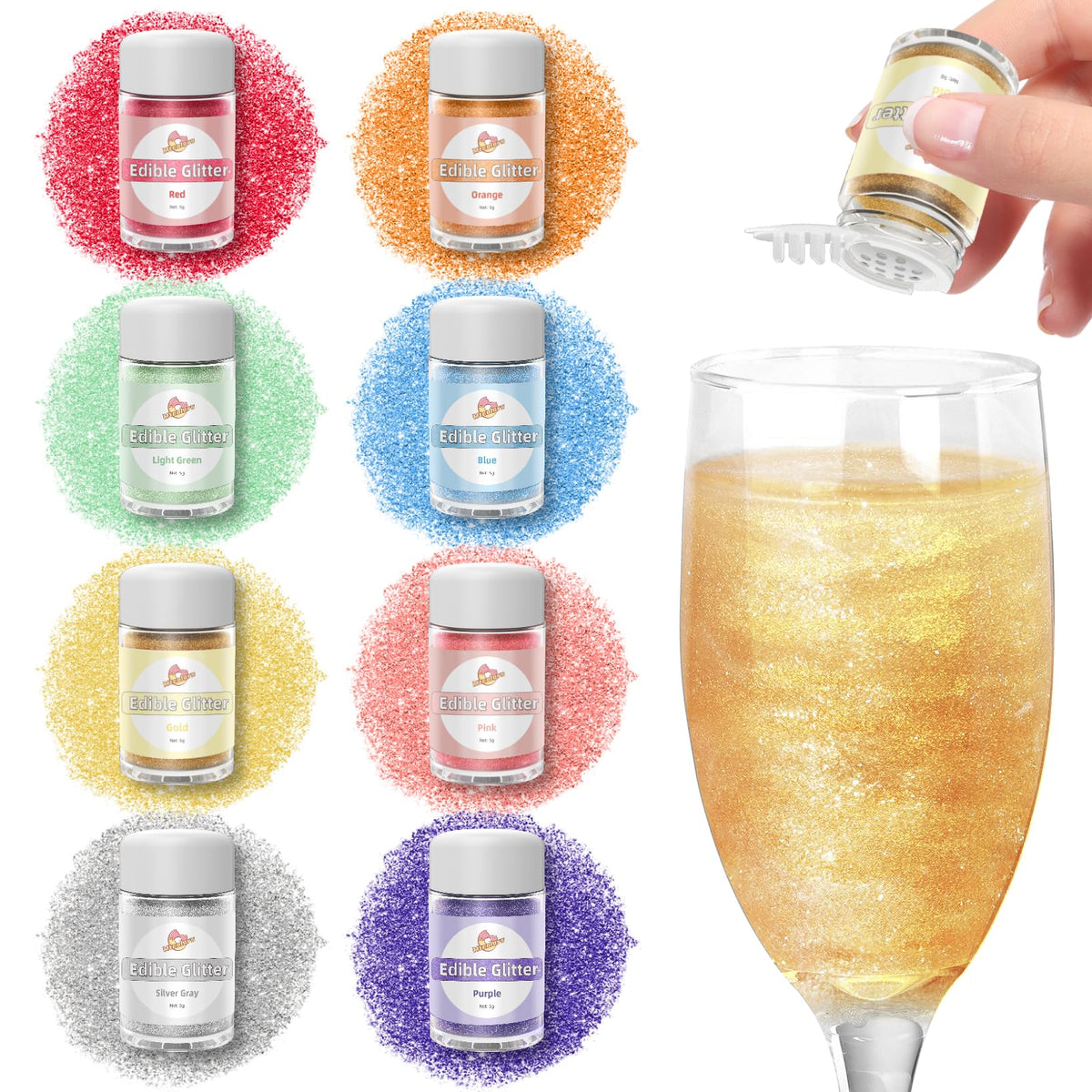 Mtcolors edible glitter for cocktails adds vibrant color and a dazzling finish to drinks