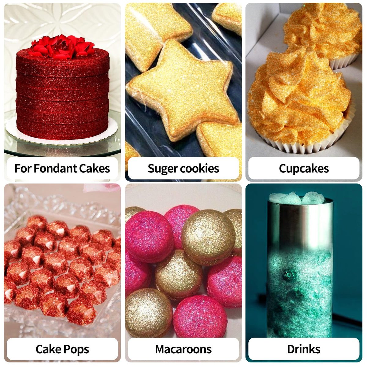 Mtcolors edible glitter for cocktails enhances desserts with safe, food-grade sparkle and shimmer