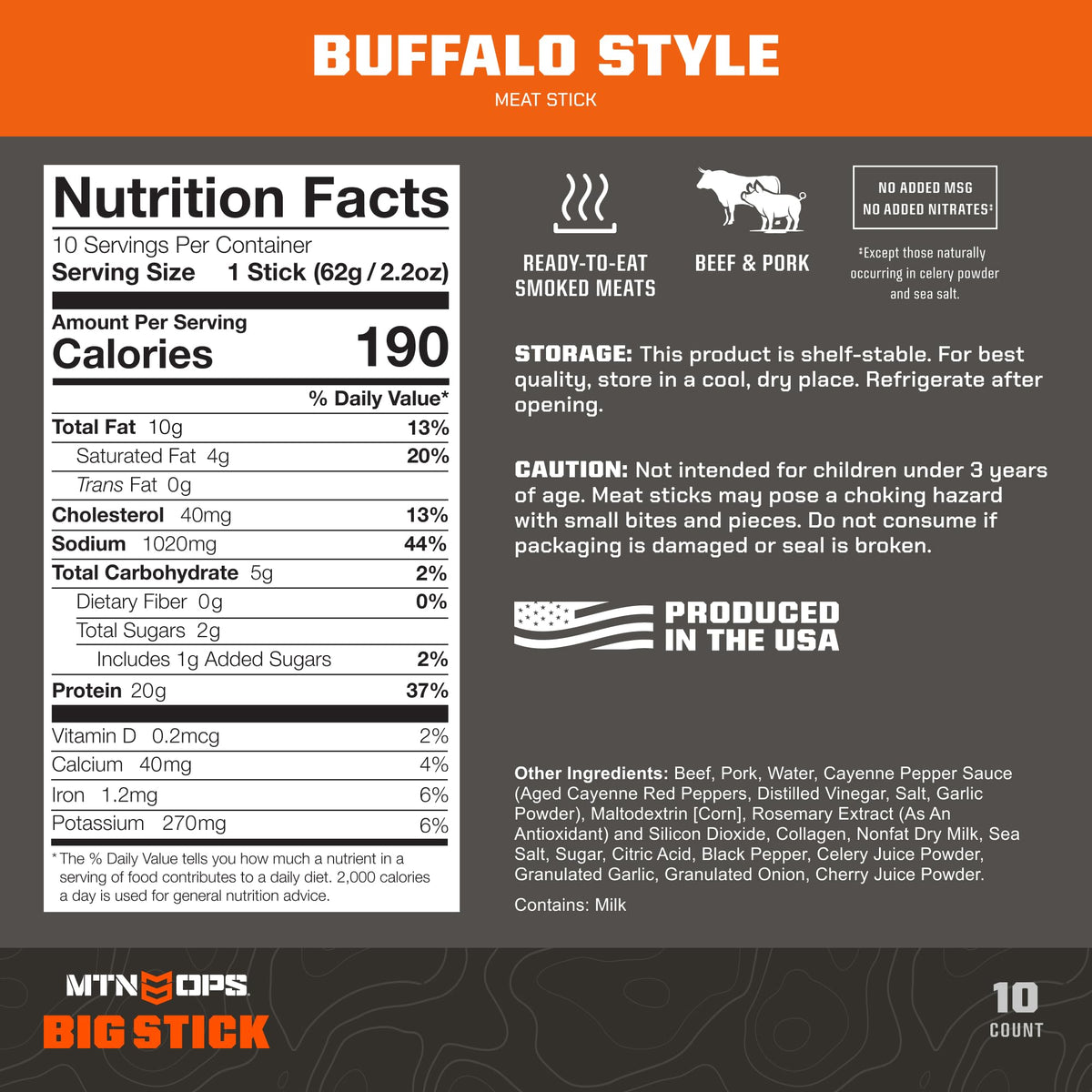 MTN OPS Big Stick shows 20g protein for quick, satisfying energy