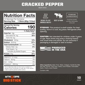 MTN OPS Big Stick cracked pepper closeup highlights peppery flavor and chewy texture.