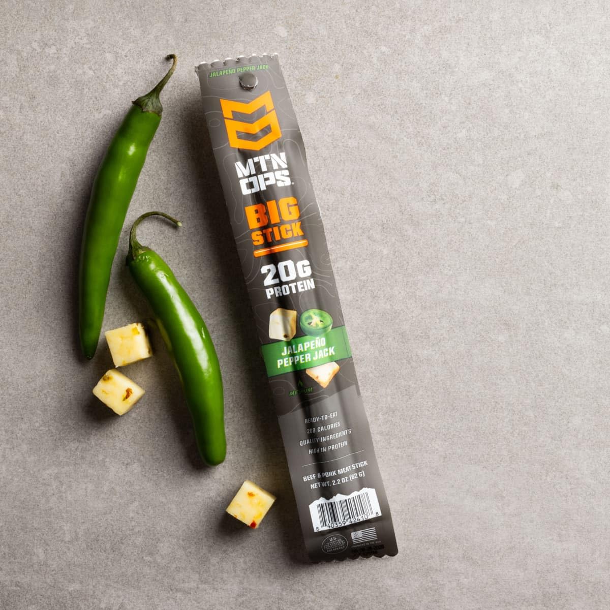 MTN OPS Big Stick jalapeno pepper jack close-up highlighting tender texture