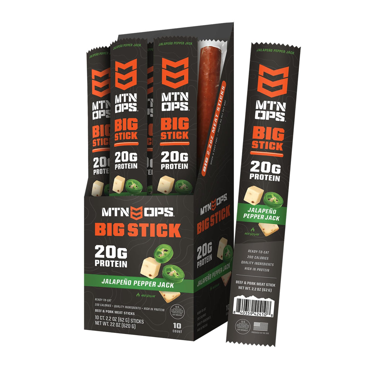 MTN OPS Big Stick jalapeno pepper jack pack shows convenient, high-protein snack on the go