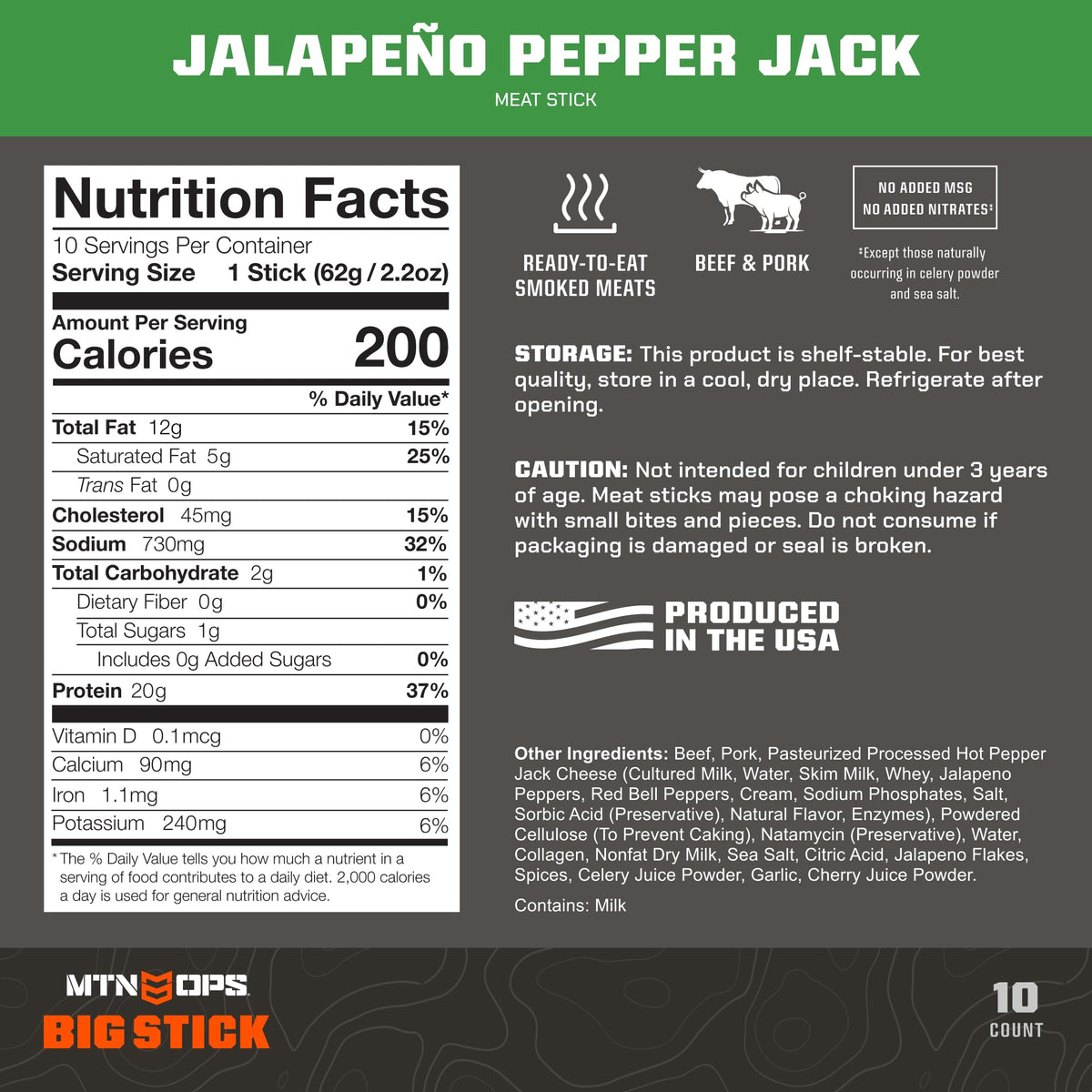MTN OPS Big Stick jalapeno pepper jack wrapper — mess-free, portable snack