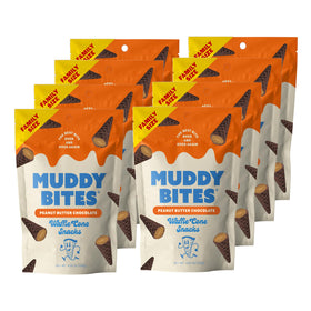 Muddy Bites bite-sized cone snack in bag for quick grab-and-go enjoyment.