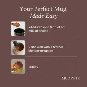 Creamy MudWTR Hot Cacao dissolved in a mug for savor.