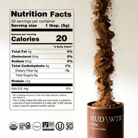MUDWTR Organic Arabica Coffee Brew shown in a mug.