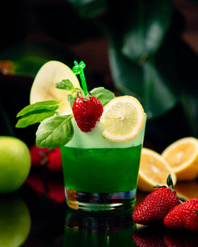 Drizzling Waldmeister Syrup over ice cream and desserts.