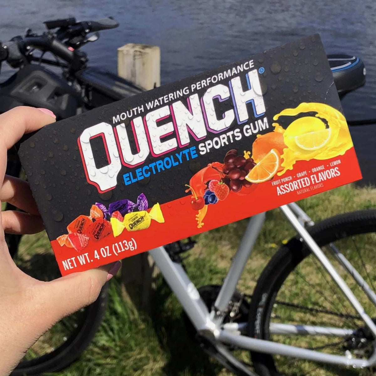 Mueller Quench Orange piece delivering citrus zing for saliva flow during intense training.
