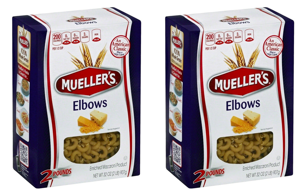 Mueller's elbow pasta 2-pack 32oz ideal for quick weeknight meals.