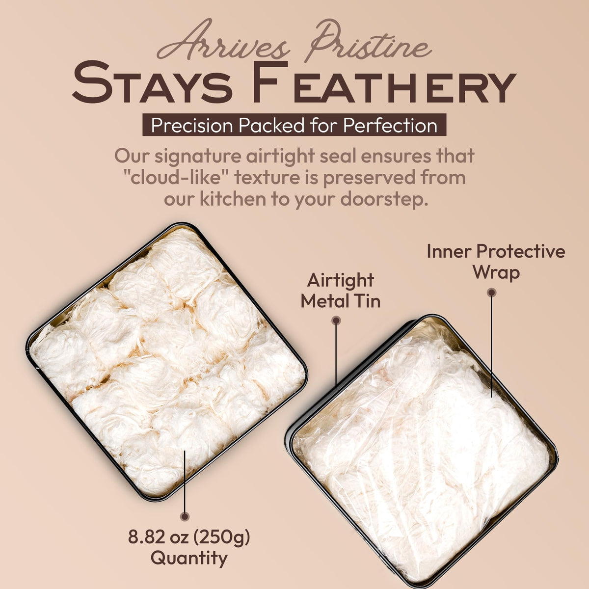 Mughe Gourmet Pismaniye golden floss strands look luxurious.