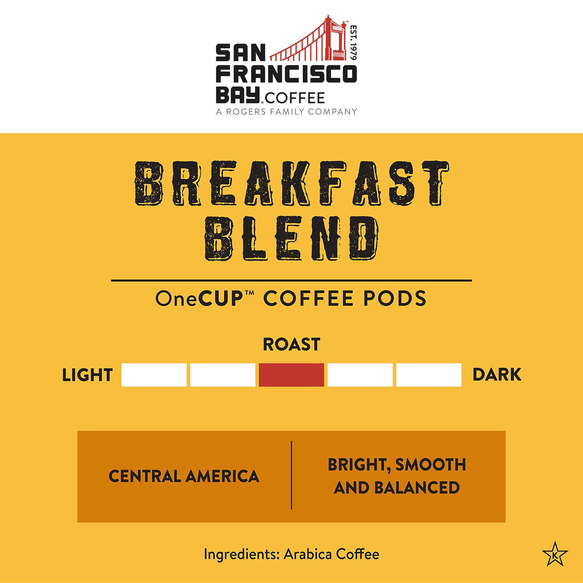 Mugs N Coffee 72-count Breakfast Blend OneCup pods for home or office use.