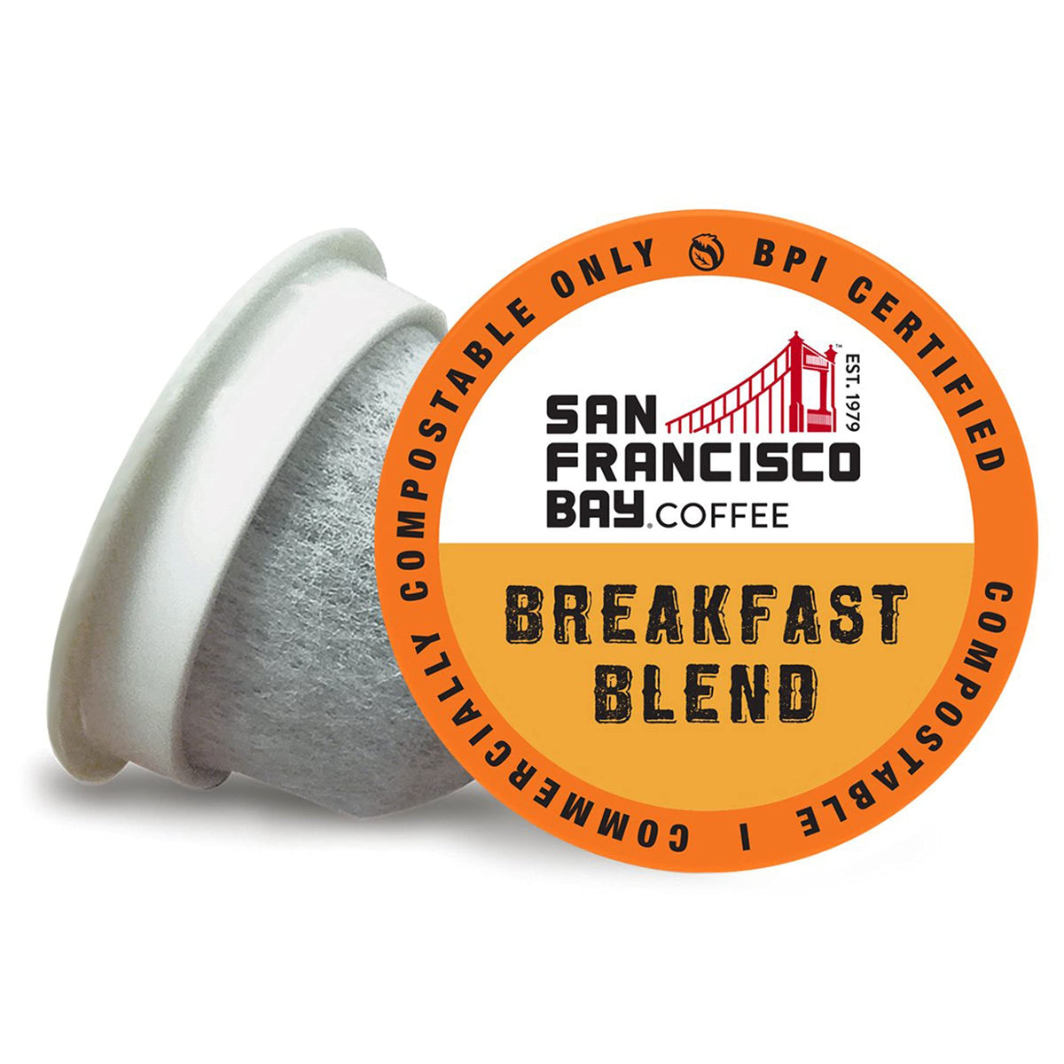 Mugs N Coffee SF Bay Breakfast Blend OneCup pods in a box for daily use.