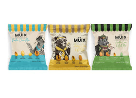Muix Honey Mix bag promoting premium snack blend for on-the-go snacking.