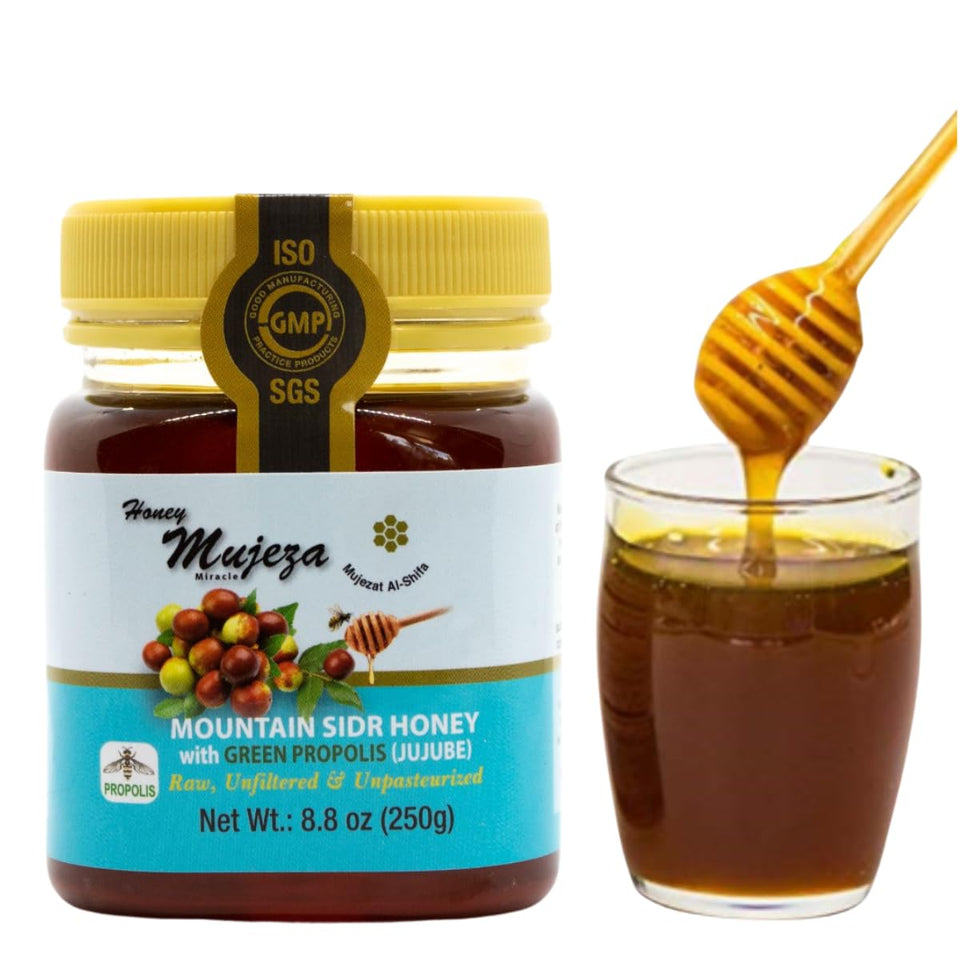 Mujeza Al Shifa authentic Sidr honey with propolis in a jar, rich flavor for daily tea