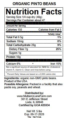 Mulberry Lane Farms Pinto Beans Measuring Cup for precise portions