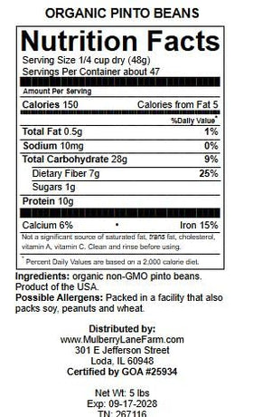 Mulberry Lane Farms Pinto Beans Measuring Cup for precise portions