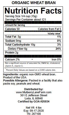 Mulberry Lane Farms Wheat Bran bulk savings for lower per-use cost