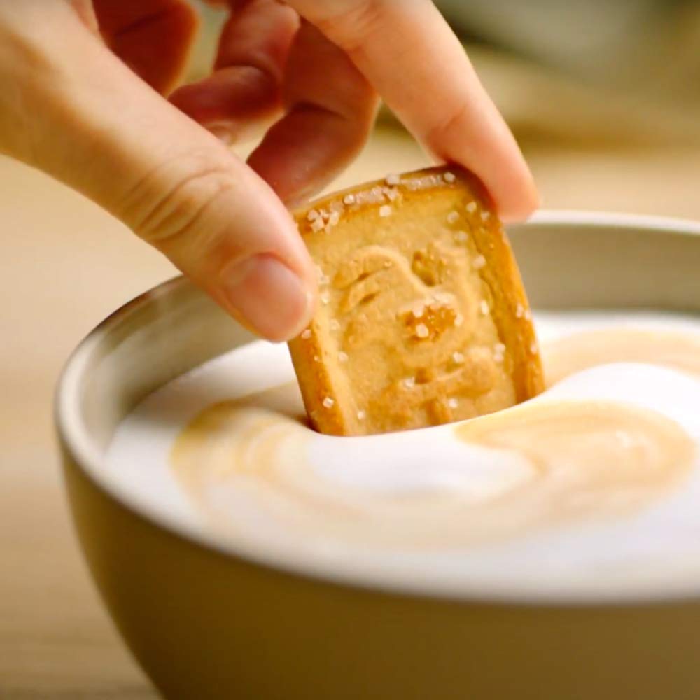Galletti cookies with sugar crystals for a crunchy bite.
