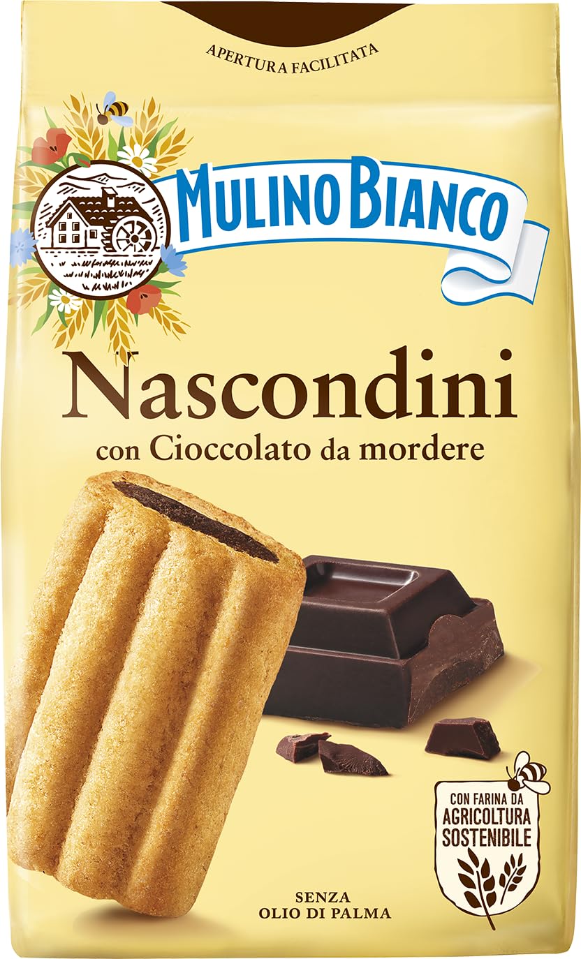 Mulino Bianco Nascondini pack shot for quick Italian snack.
