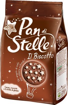 Mulino Bianco Pan di Stelle cocoa hazelnuts close-up highlights rich flavour.