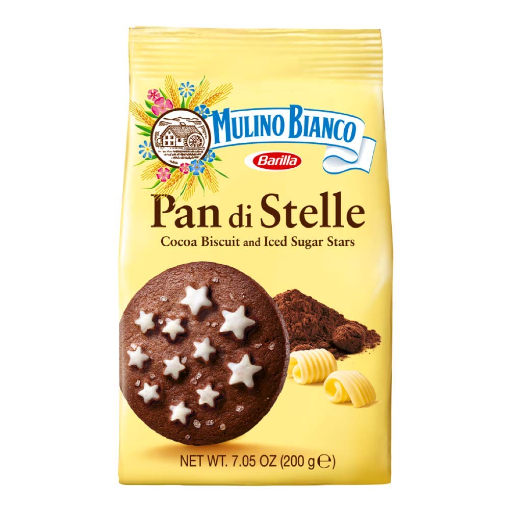 Mulino Bianco Pan di Stelle pack3 bag front view for family breakfasts.