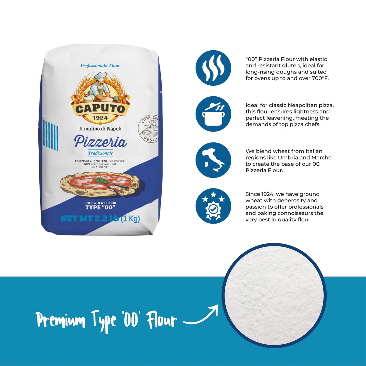 Dough being stretched for a thin, blistered crust using Caputo.