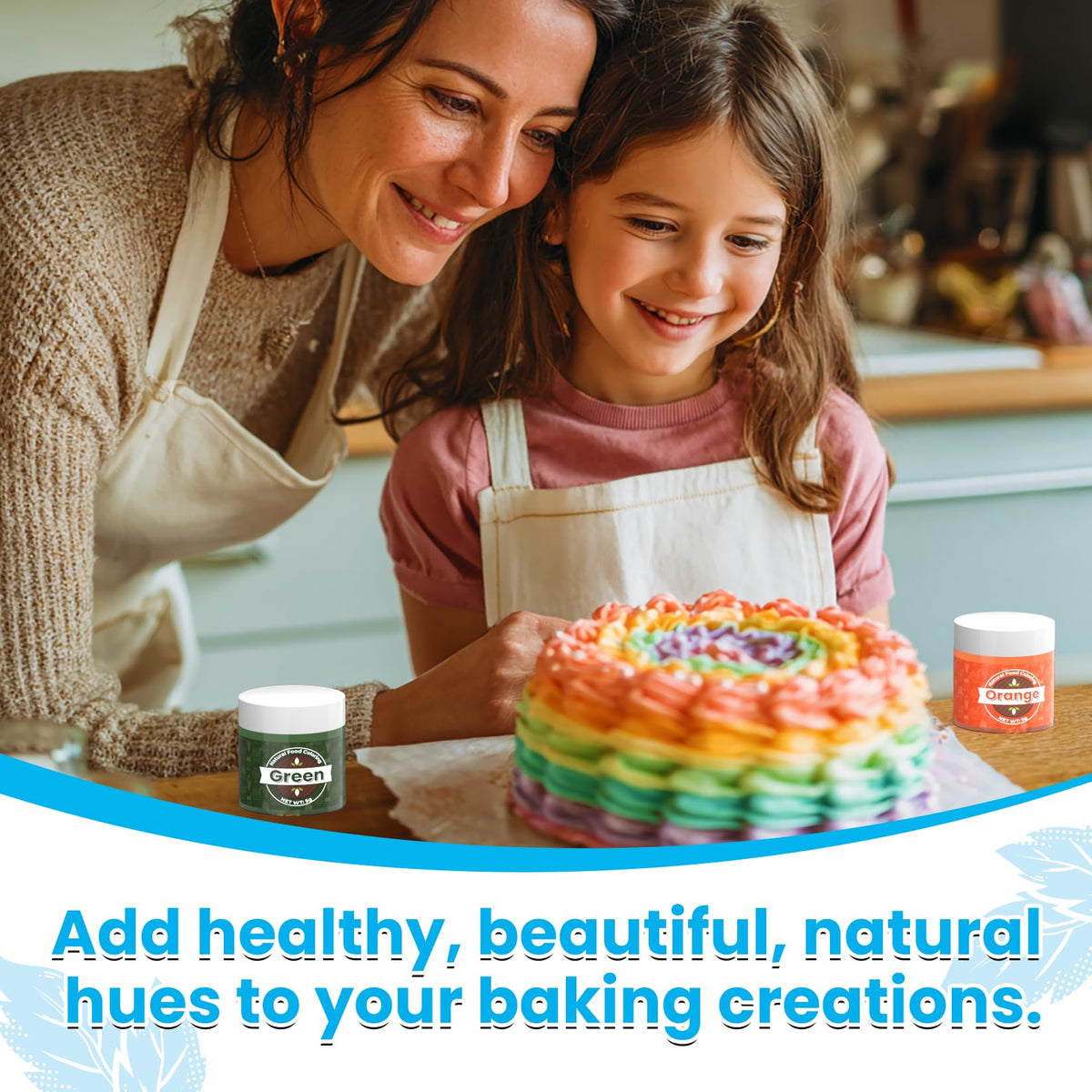 Muloen blue color powder on cupcakes provides striking kid-friendly color.