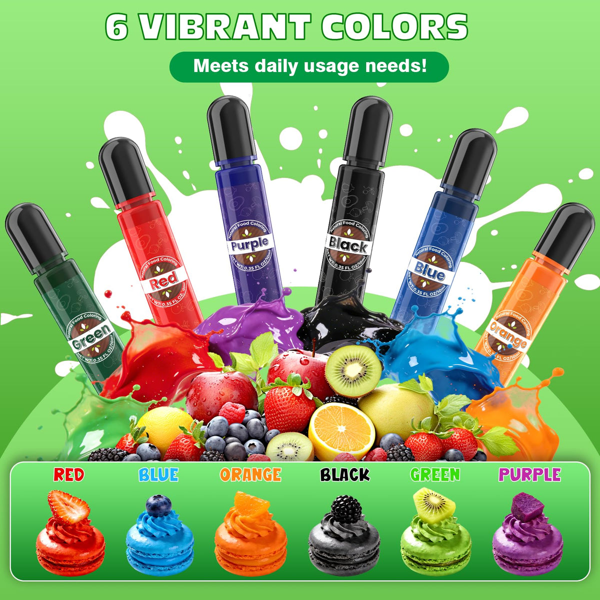 Muloen green bottle with dropper for natural pastry color accents