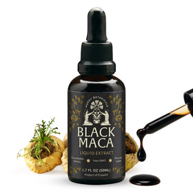 Munay Botanicals Black Maca Extract bottle close-up for daily endurance potential.