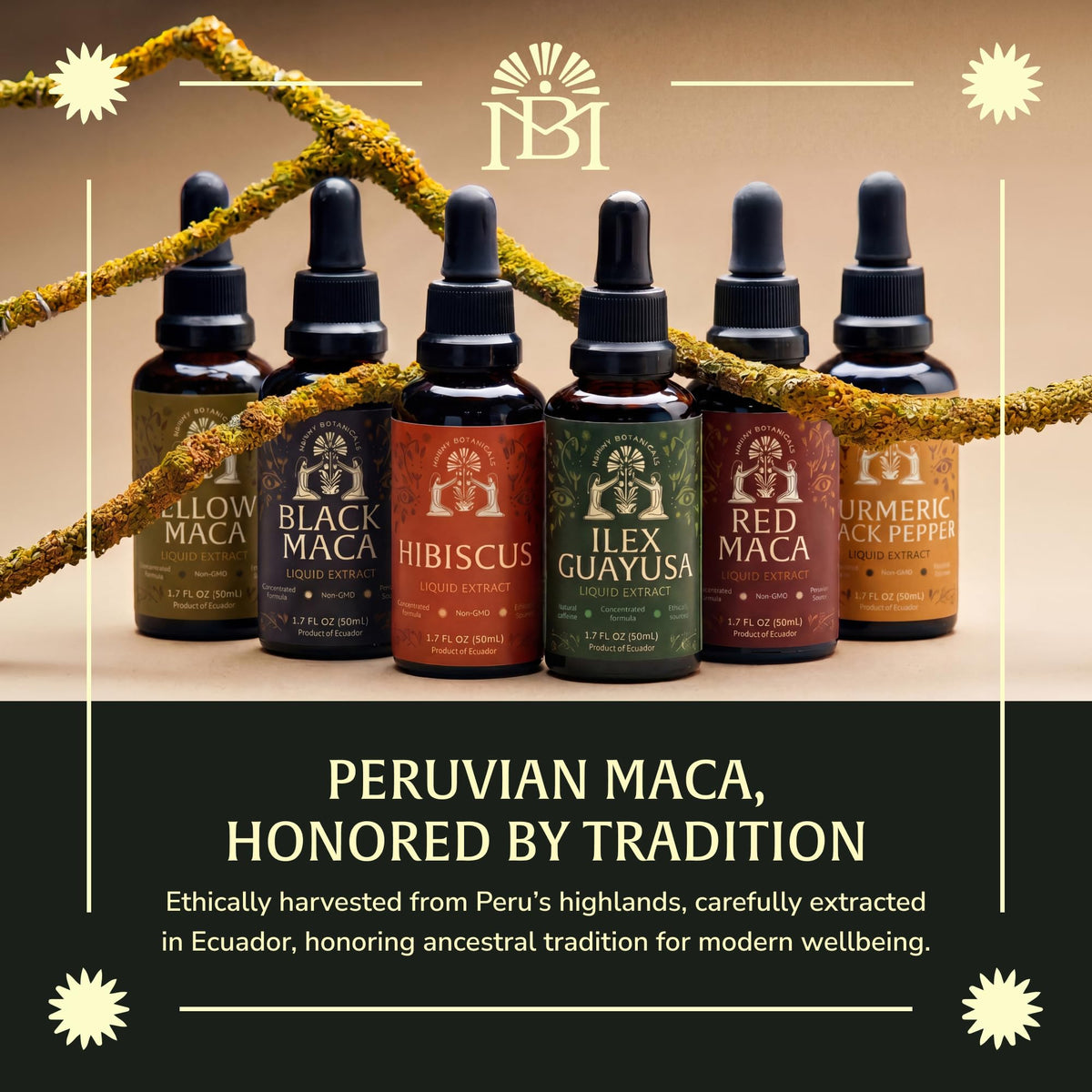 Munay Botanicals Black Maca Extract packaging designed for easy everyday use.