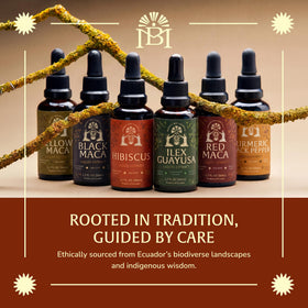 Bottle close-up showing Munay Botanicals Hibiscus Extract for daily hydration.