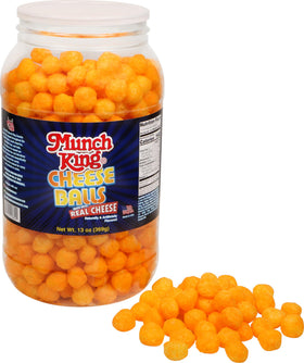Munch King Cheese Balls close-up shows puff texture and cheesy aroma.