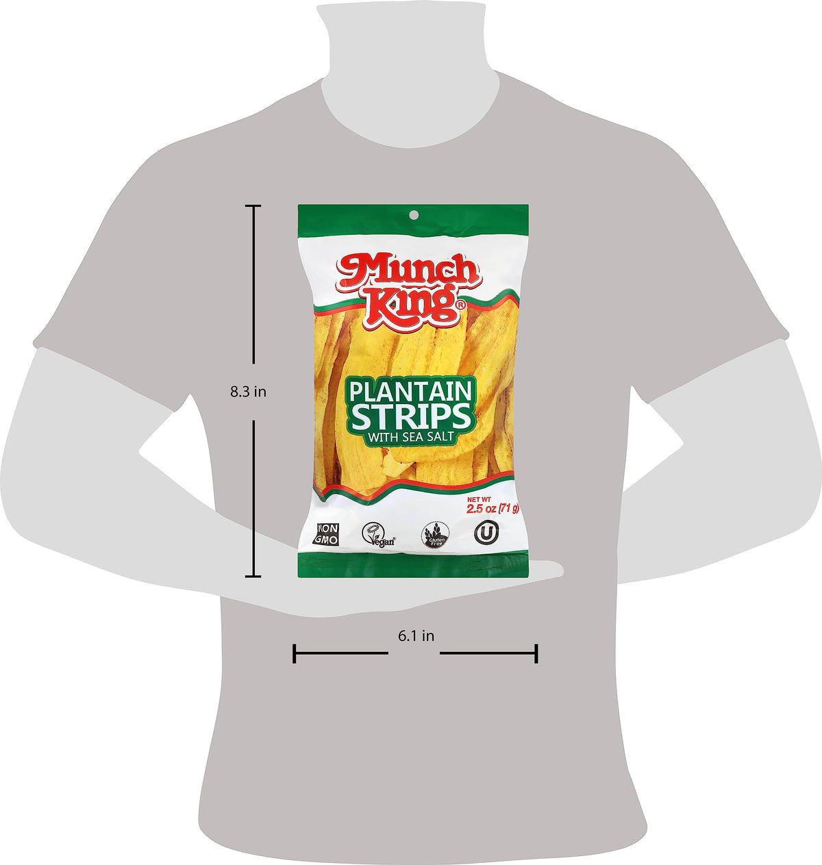 Munch King plantain strips snack in hand demonstrates portable nibble.