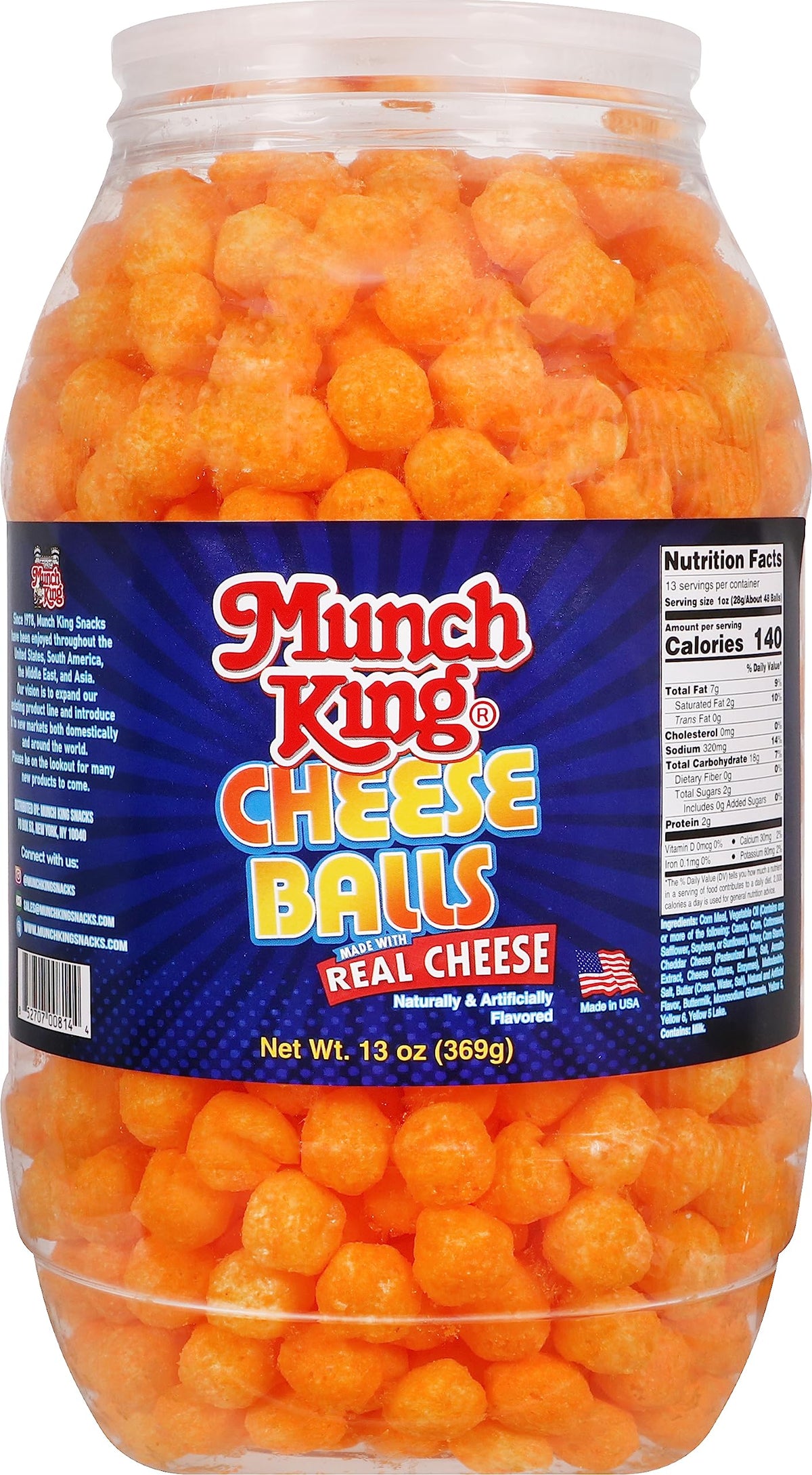 Munch King Snacks Cheese Balls served in a bowl for sharing.
