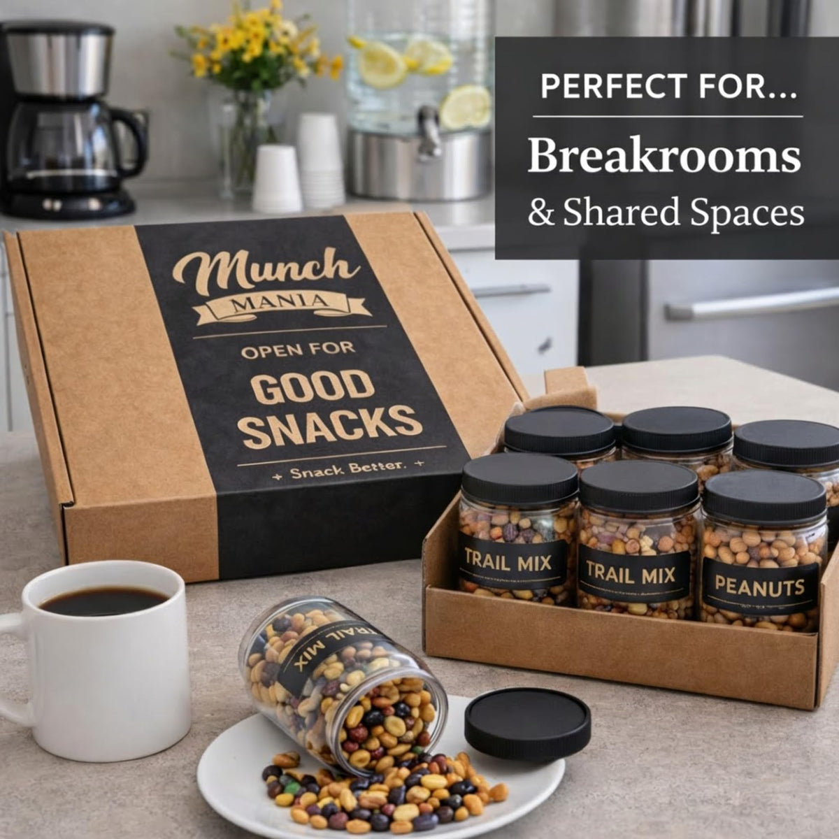 Munch Mania mixed gift basket for adults during travel and work
