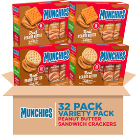MUNCHIES Sandwich Crackers cheese peanut butter sleeve for on-the-go snacking.