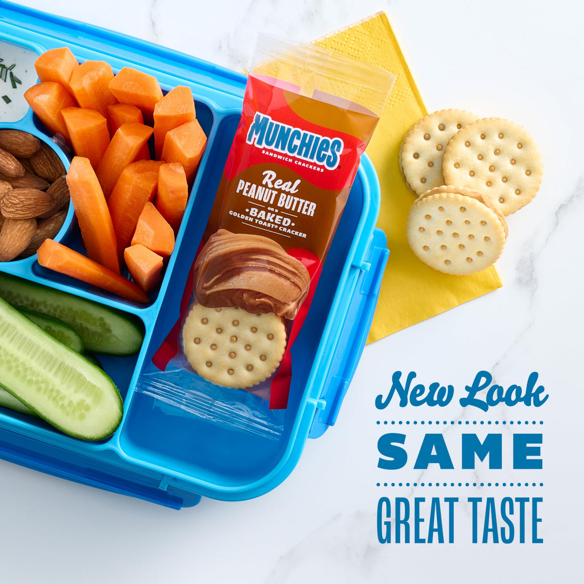 MUNCHIES on-the-go snack sleeve shown in a bag.