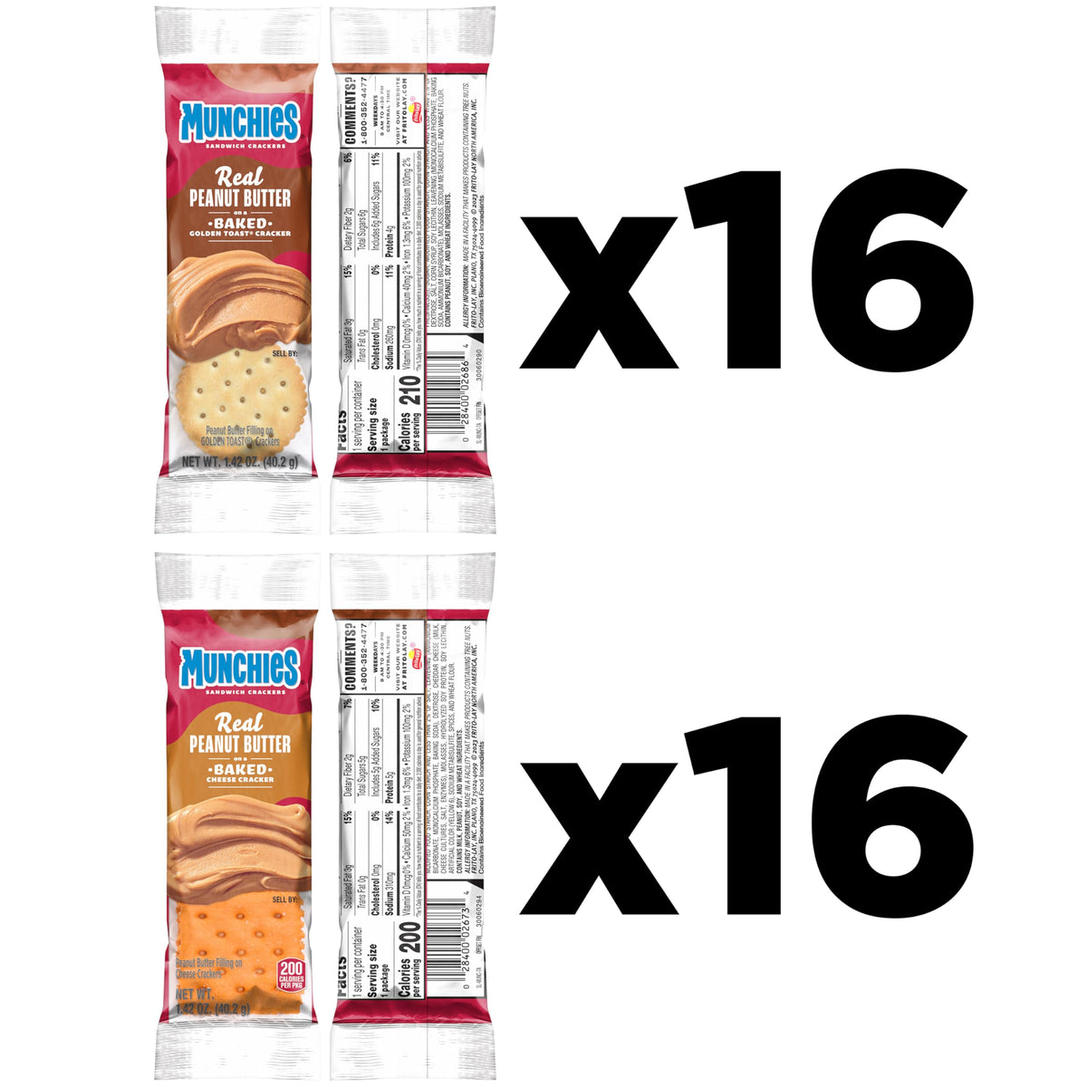 MUNCHIES Sandwich Crackers toast peanut butter sleeve for quick, creamy bite.