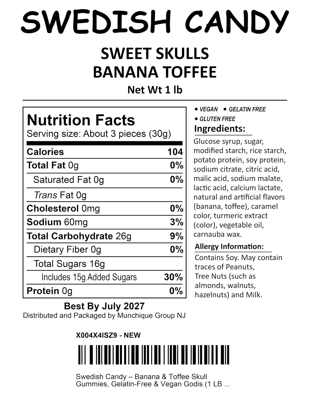 Munchique 1 lb resealable bag keeps gummies fresh for longer, preserving chewy texture.