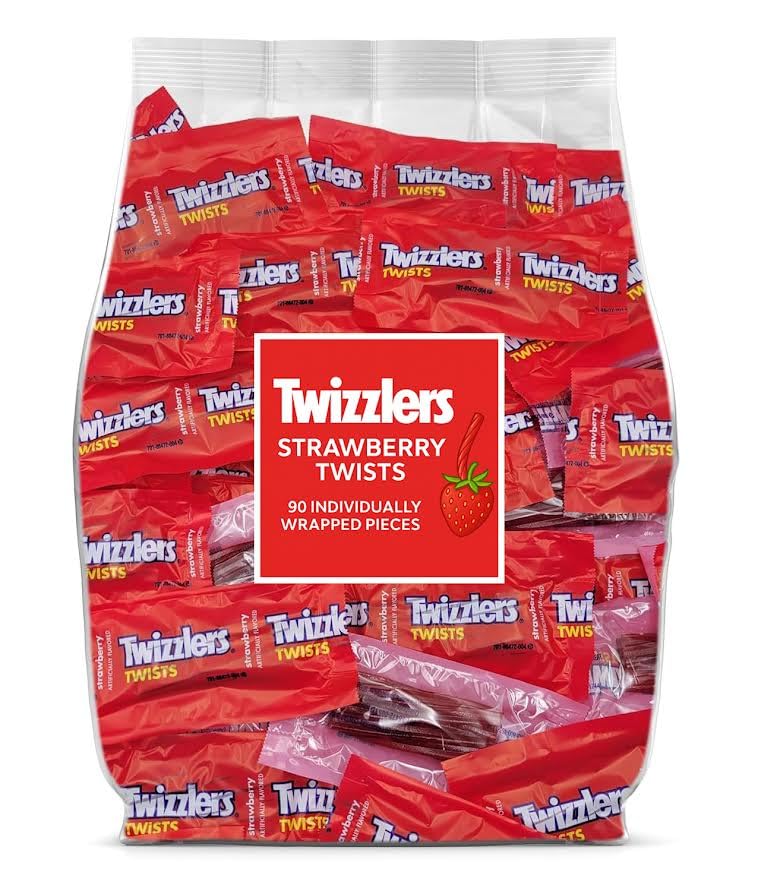 Munchique classic strawberry licorice twists bag shown for gatherings
