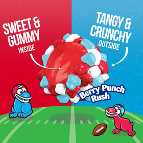 Crunchy outer shell with chewy center in Munchique gummy clusters