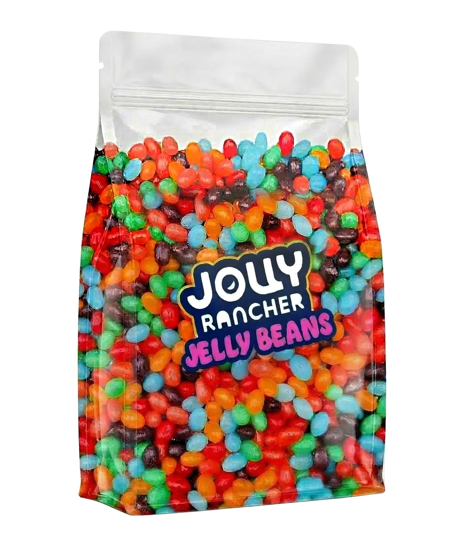 Munchique JOLLY R. Jelly Beans strawberry flavor in a resealable pouch for easy party snacking.