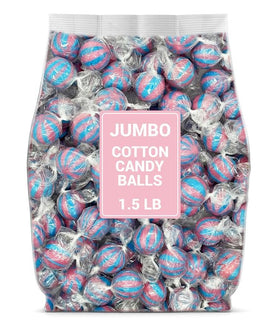 Munchique jumbo cotton candy balls in pink and blue for party buffets