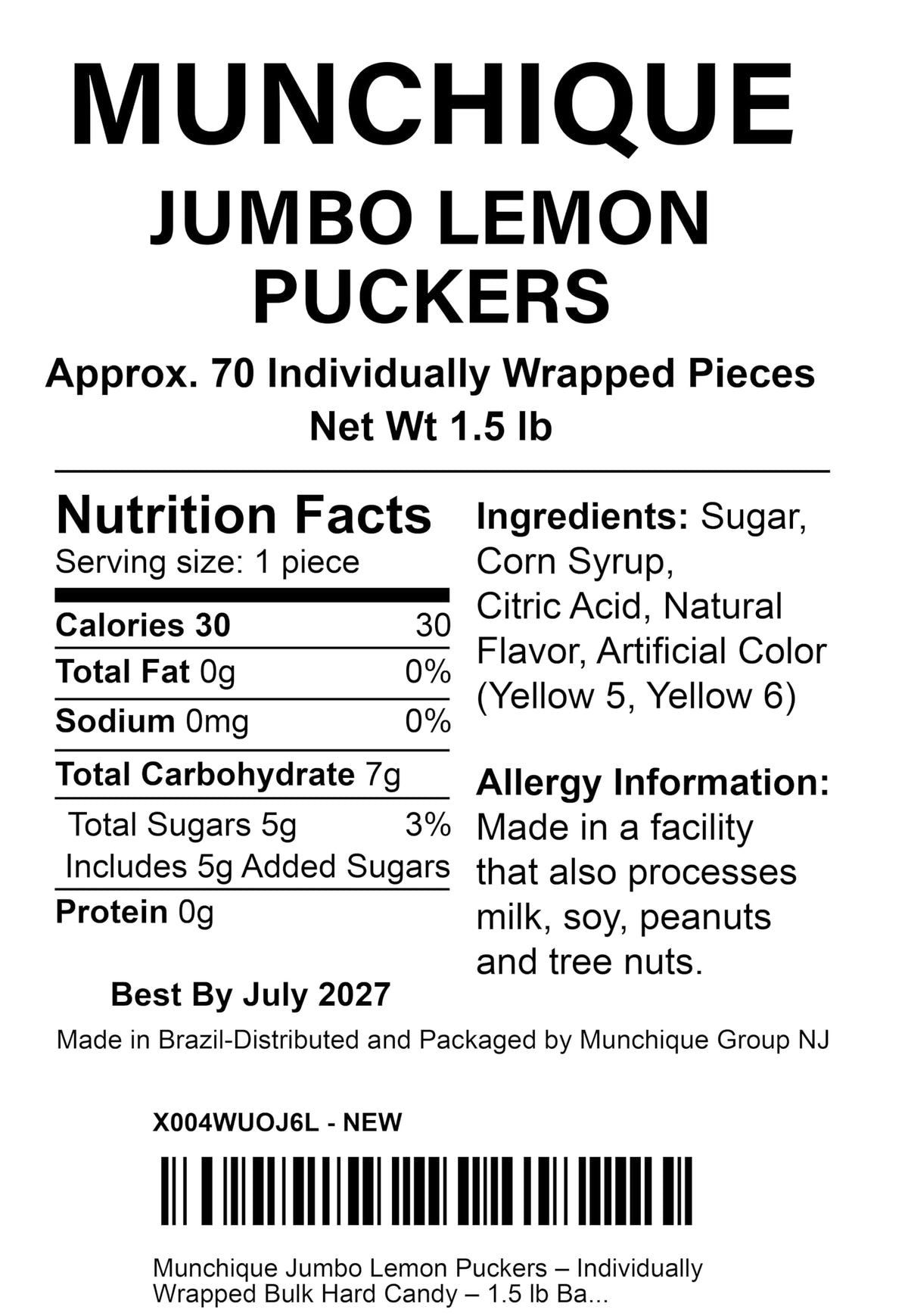 Munchique Lemon Puckers wrapped pieces highlighting individually wrapped freshness for sharing