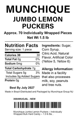 Munchique Lemon Puckers wrapped pieces highlighting individually wrapped freshness for sharing